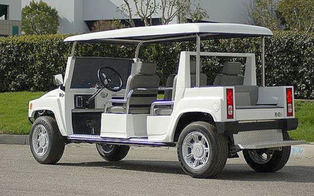 6 Passenger White Hummer Limo Golf Cart affordable golf cart rental, golf cart rent laguna woods golf cart rental