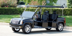Black Escalade Limo Golf Cart affordable golf cart rental, golf cart rent laguna woods golf cart rental