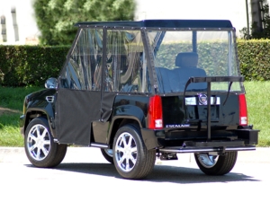 Black Escalade With Enclosure affordable golf cart rental, golf cart rent laguna woods golf cart rental