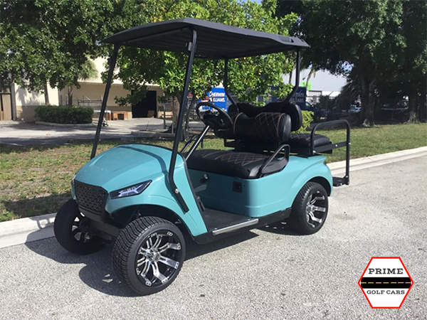 Blue EZGO 4 Passenger Golf Cart laguna woods golf cart rental, golf cart rentals