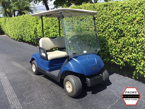 Blue Yamaha 2 Passenger Golf Cart affordable golf cart rental, golf cart rent laguna woods golf cart rental