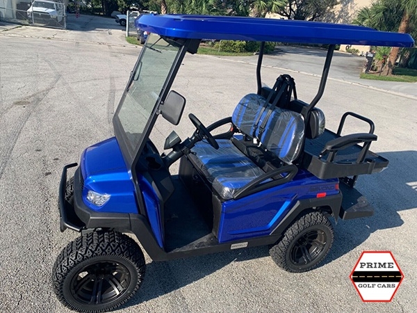 Hydro Blue Bintelli Beyond 4 Passenger Lifted Golf Cart affordable golf cart rental, golf cart rent laguna woods golf cart rental