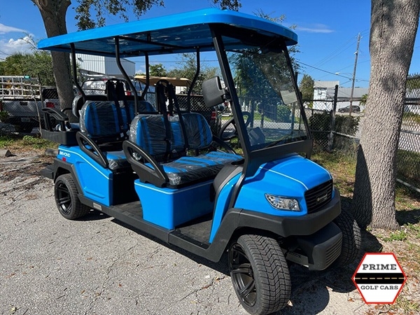 Ocean Blue Bintelli Beyond 6 Passenger Golf Cart affordable golf cart rental, golf cart rent laguna woods golf cart rental