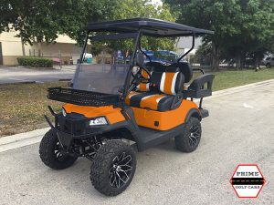 Orange Aluma 4 Passenger Lifted Golf Cart laguna woods golf cart rental, golf cart rentals