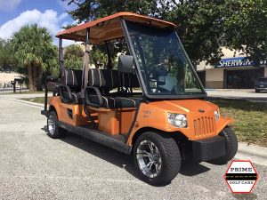 Orange Tomberlin 6 Passenger Golf Cart laguna woods golf cart rental, golf cart rentals