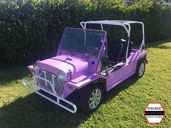 Pink Mokee 4 Passenger Golf Cart affordable golf cart rental, golf cart rent laguna woods golf cart rental