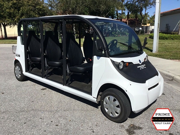 Polaris Gem 6 Passenger White Golf Cart Rental Without Doors affordable golf cart rental, golf cart rent laguna woods golf cart rental