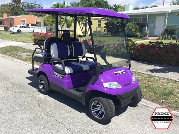 Purple Advanced EV 4 Passenger Golf Cart affordable golf cart rental, golf cart rent laguna woods golf cart rental