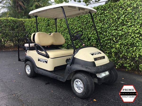 Tan Club Car 4 Passenger Golf Cart affordable golf cart rental, golf cart rent laguna woods golf cart rental