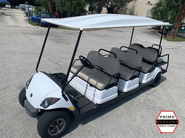 White 8 Passenger Yamaha Golf Cart affordable golf cart rental, golf cart rent laguna woods golf cart rental