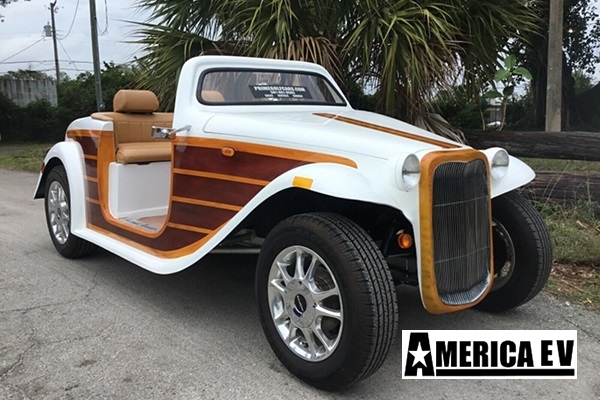 White Woody California Roadster 4 Passenger Golf Cart affordable golf cart rental, golf cart rent laguna woods golf cart rental