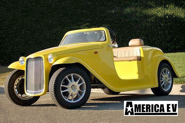 Yellow America EV California Roadster 4 Passenger Golf Cart affordable golf cart rental, golf cart rent laguna woods golf cart rental