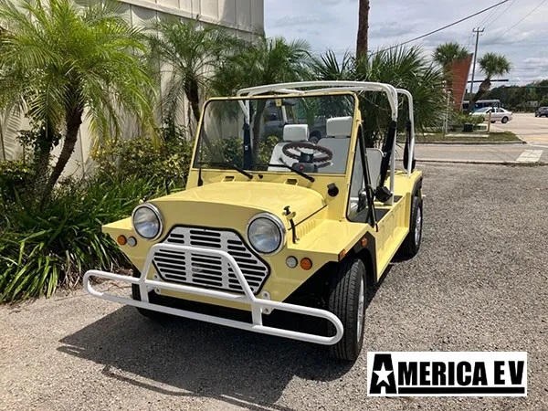 Yellow Mokee 4 Passenger Golf Cart affordable golf cart rental, golf cart rent laguna woods golf cart rental