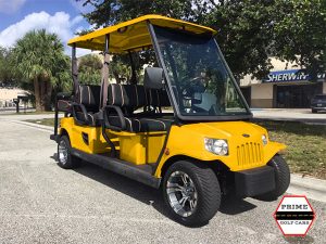 Yellow Tomberlin 6 Passenger Golf Cart golf cart rental laguna woods, laguna woods golf cart rental